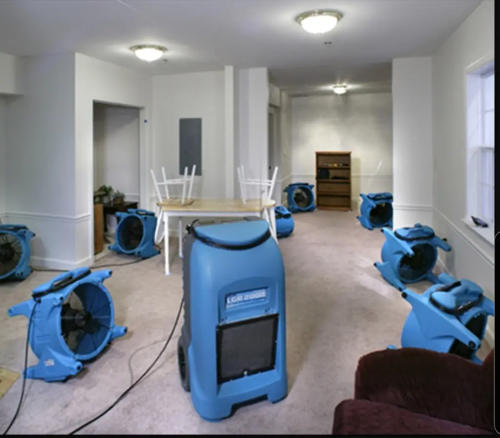 Air movers and dehumidifier setup for Water Damage Restoration in Clifton Heights